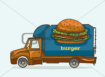 Truck - delivery burgers and fast food.