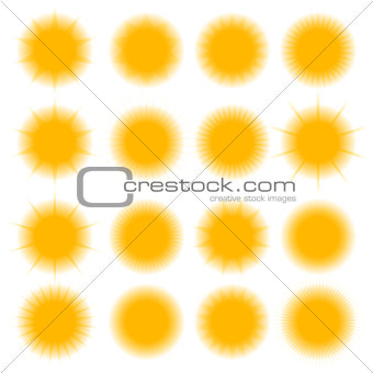 Icons of the sun, vector illustration.