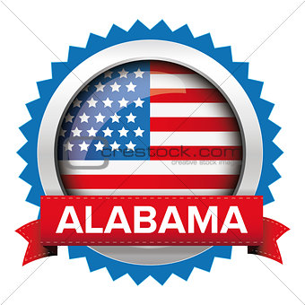 Alabama and USA flag badge vector