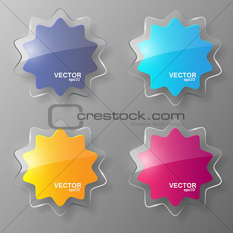 Glass stars set. Vector illustration.