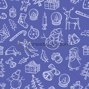 Christmas objects and elements seamless pattern