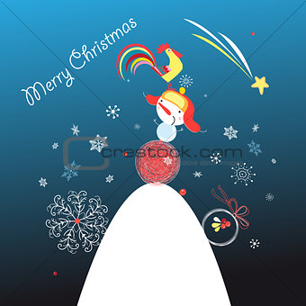 Greeting card with a snowman