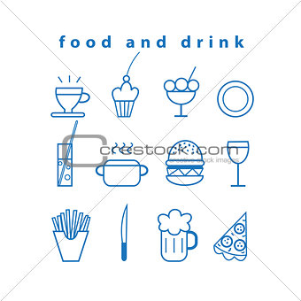 Set of vector food and drink icons