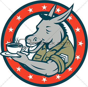Army Sergeant Donkey Coffee Circle Cartoon
