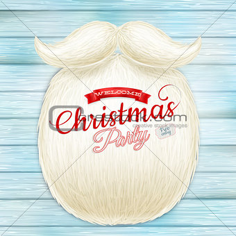 Christmas party poster with beard. EPS 10