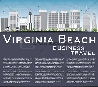 Virginia Beach (Virginia) Skyline with Gray Buildings and Copy S