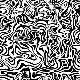Marble ebru seamless pattern. Marbled black and white pattern. Vector illustration.