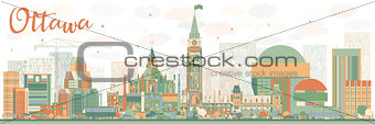 Abstract Ottawa Skyline with Color Buildings. 