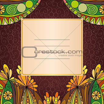 Greeting card. Floral elements in autumn colors