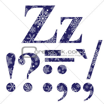 Uppercase and lowercase letters Z and signs 