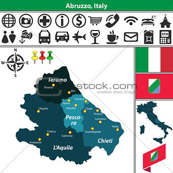 Abruzzo with regions, Italy