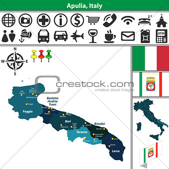 Apulia with regions, Italy