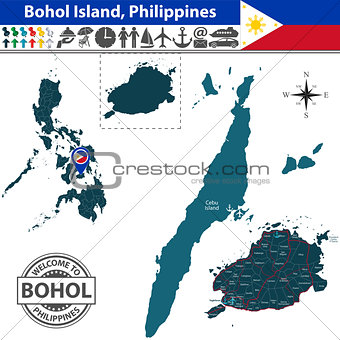 Map of Bohol island, Philippines