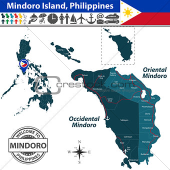 Map of Mindoro island, Philippines