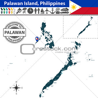 Map of Palawan island, Philippines