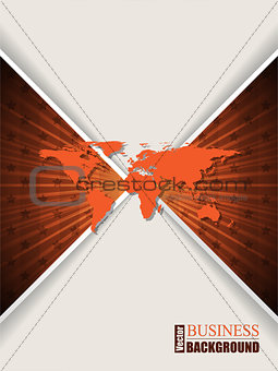 Abstract orange brochure with stars and world map
