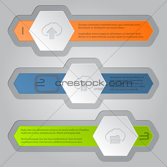 Infographics background with hexagon elements and cloud icons