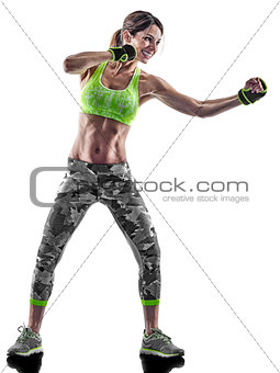 woman fitness boxing pilates excercises isolated