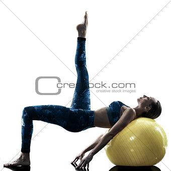 woman fitness  swiss ball excercises silhouette