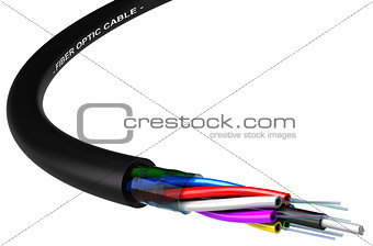 Fiber Optic Cable Isolated over White Background