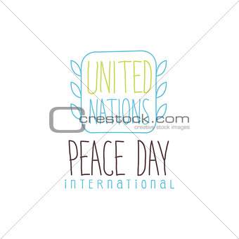 United Nation Peace Day Label Design In Light Colors