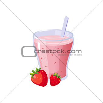 Strawberry Smoothie Breakfast Food Element Isolated Icon