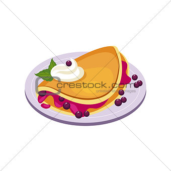 Blueberry Pancake Breakfast Food Element Isolated Icon