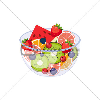 Fruit Salad Breakfast Food Element Isolated Icon