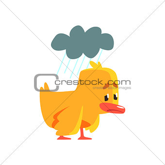 Duckling Under The Weather Cute Character Sticker