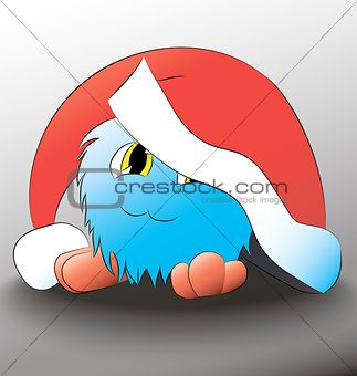 monster Cute cartoon blue christmas hat