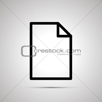 Simple black icon sheet of paper on light background