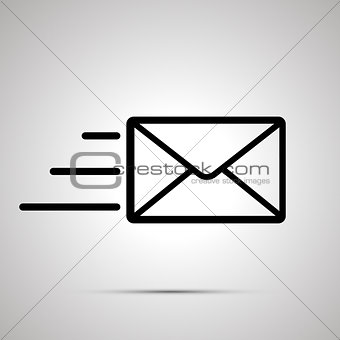 Simple black icon of send letter on light background
