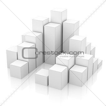 City of boxes isolated on mirror floor