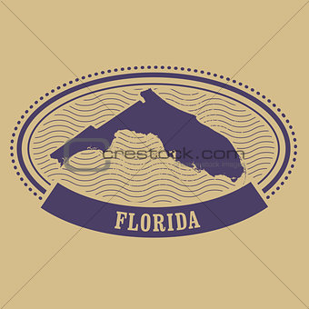 Oval stamp with Florida state silhouette - FL label 