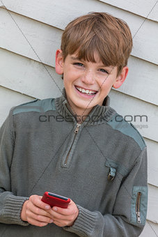 Boy Child Using Mobile Cell Phone
