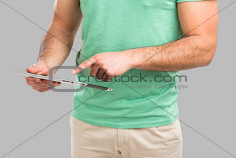 Man working with a tablet, 