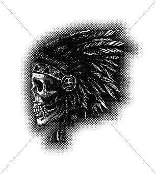 skull indian chief hand drawing style