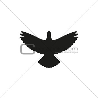 Silhouette icon flying up bird. Vector