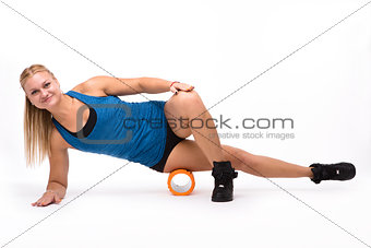 Fitness woman training isolated on white background