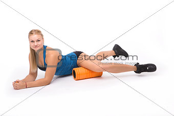 Fitness woman training isolated on white background
