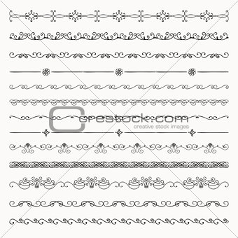 Vector Hand Drawn Tileable Line Borders, Dividers,