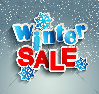 Winter sale inscription with snowflakes.