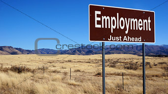 Employment brown road sign