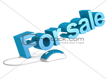 For sale word with blue mouse