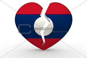 Broken white heart shape with Laos flag