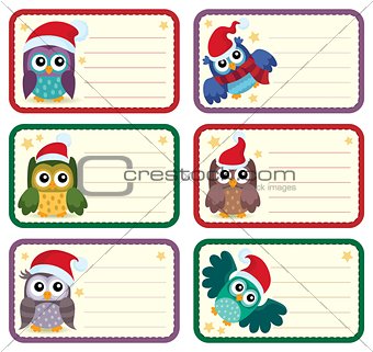Christmas tags with owls theme 1