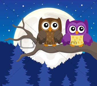 Stylized owls on branch theme image 6