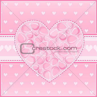 Heart of Pink Flower Petals Greeting Card