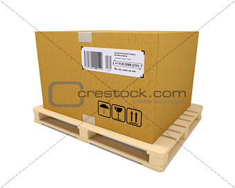 Cardboard container with wooden pallet