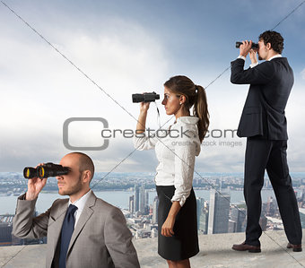 Business people looking to the future
